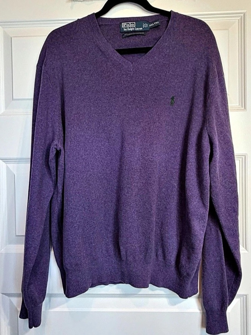 Polo Ralph Lauren Mens XXL/TG Purple Pima Cotton V Neck Sweater Pullover 1162